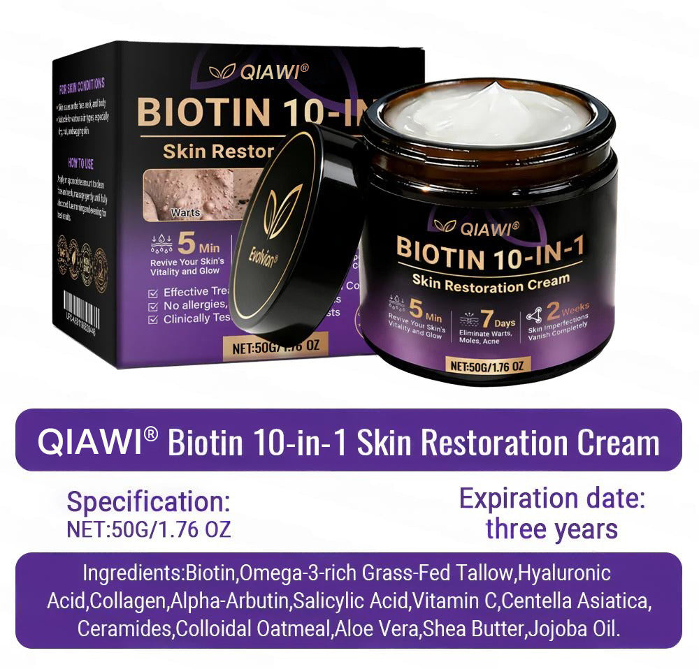 Made and Shipped from USA 🍁 QIAWI® Biotin 10-in-1 Skin Restoration Cream
